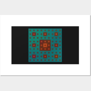 sierpinski squares in squares - red & green Posters and Art